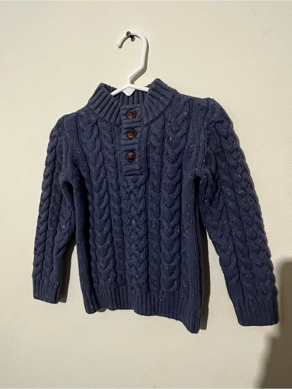 Gymboree Navy Cable-Knit Crewneck Sweater with Button Placket